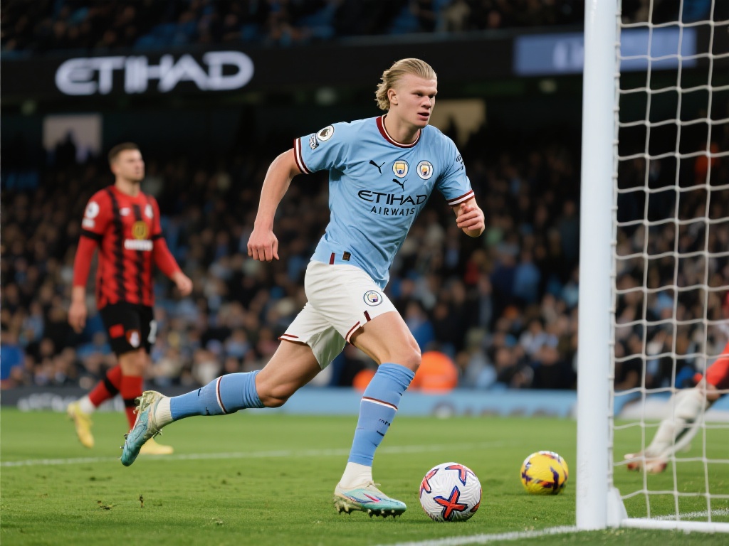 足总杯-哈兰德进球+点球失手+伤退 曼城险胜伯恩茅斯2-1 作为曼城阵中的超级射手,哈兰德在本场比赛